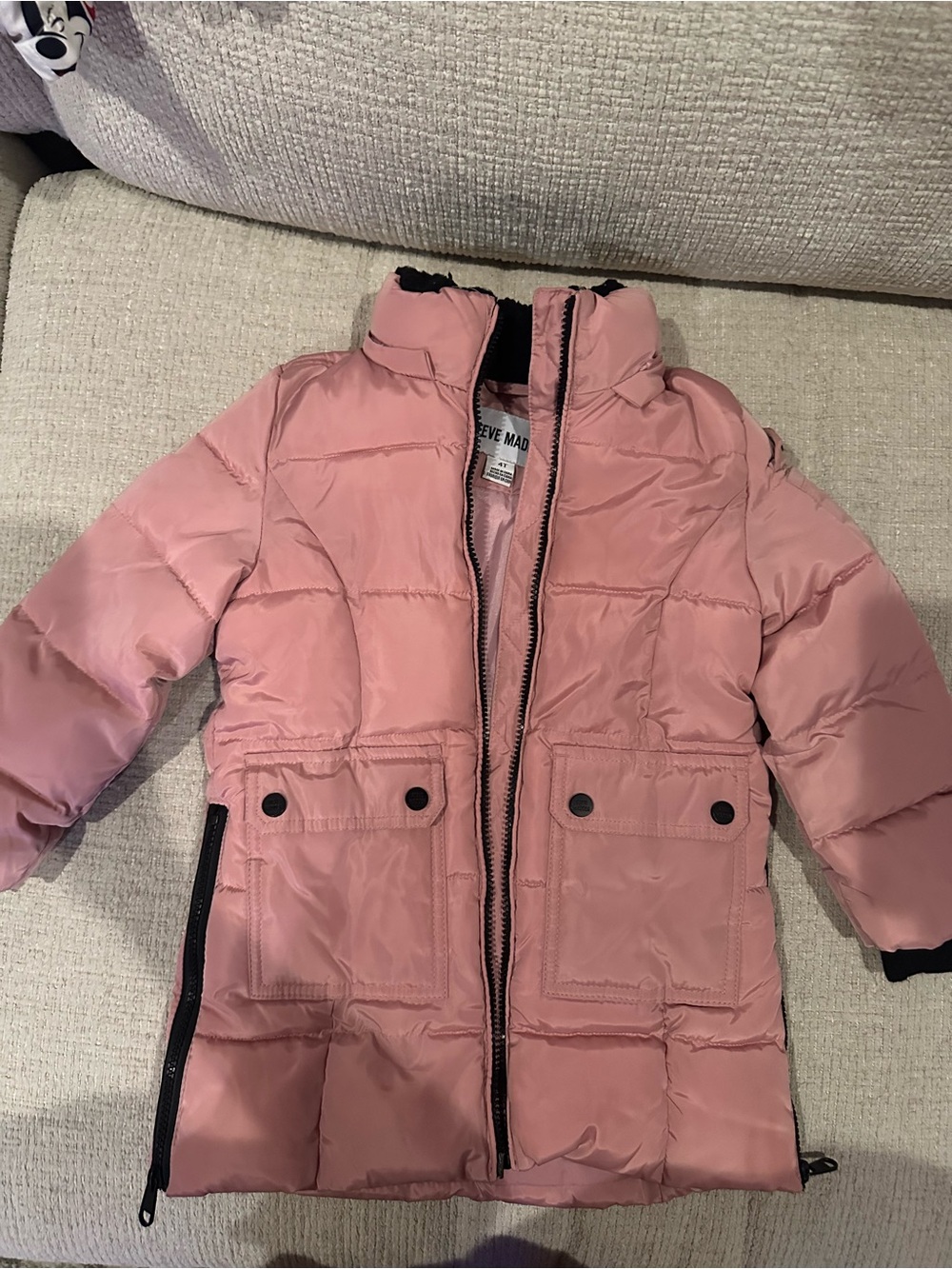 Steve Madden Pink Kids Puffer Coat Size 4T